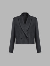 Double Breasted Notched Collar Striped Blazer