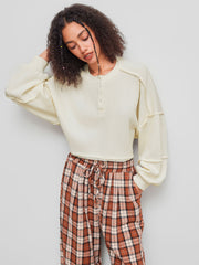 Round Neckline Split Crop Oversized Sweatshirt