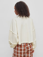 Round Neckline Split Crop Oversized Sweatshirt
