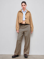 Suede Collar Oversized Borg Jacket