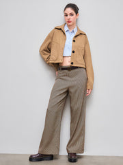 Suede Collar Oversized Borg Jacket