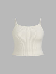 Knit Collar Oversized Crop Top & Cami Top Curve & Plus