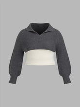 Knit Collar Oversized Crop Top & Cami Top Curve & Plus