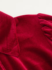 Velvet Collar Solid Button Long Sleeve Blouse