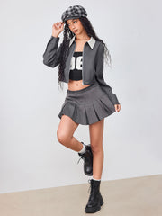 Collar Zip Through Shirred Jacket