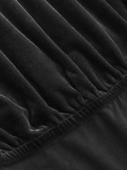 Velvet Asymmetrical Neck Ruched Bodysuit