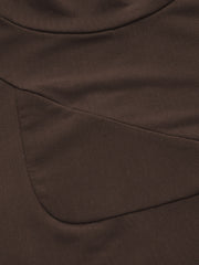 High Neck Patched Long Sleeve Crop Top