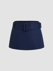 Low Rise Micro Mini Skirt With Belt