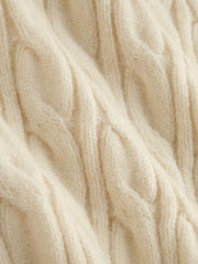 Cable Knit Turtleneck Solid Long Sleeve Crop Top
