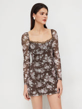 U-neckline Floral Lace Mini Dress