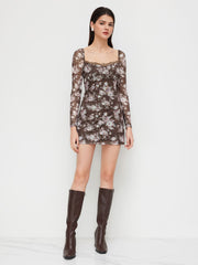 U-neckline Floral Lace Mini Dress