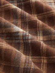 Wool-look Boat Neck Plaid Ruffle Hem Mini Dress