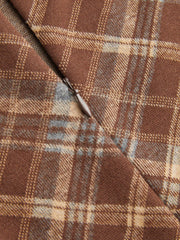 Wool-look Boat Neck Plaid Ruffle Hem Mini Dress