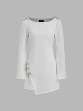 Round Neckline Solid Bowknot Mini Dress