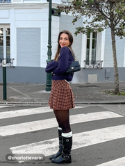 High Rise Check Pleated Skort