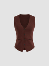 Knit V-neck Split Belted Vest