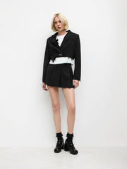 Solid Buckle Crop Blazer