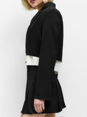 Solid Buckle Crop Blazer