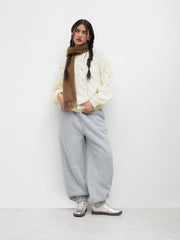 Cable Knit Round Neckline Oversized Sweater