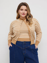 Knit Round Neckline Striped Top With Striped Tank Top Curve & Plus