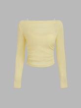 Boat Neck Long Sleeve Two-piece Top