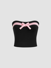 Knitted Bowknot Crop Bandeau Top