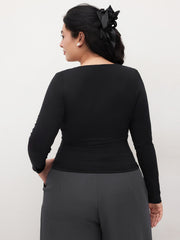Second Skin Double Layered V-neck Long Sleeve Tee