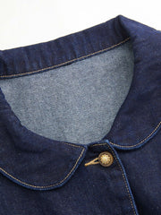 Denim Collar Cinched Waist Jacket Curve & Plus