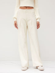 Low Rise Tie Back Pleated Wide Leg Jeans