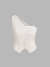 Linen-blend Asymmetrical Neck Solid Vest