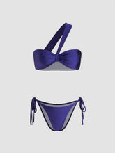 Asymmetrical Neck Ruched Bracelet Cheeky Bikini Set