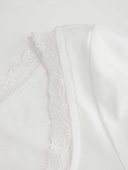 Sweetheart Neckline Lace Trim Tee