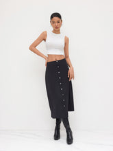 Round Neckline Tank Top & Mid Rise Button Maxi Skirt