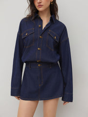 Denim Collar Jacket Mini Dress