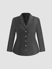 Notched Collar Button Up Blazer Curve & Plus