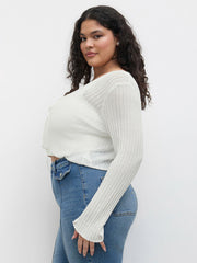 Solid Texture Knotted Cardigan Curve & Plus