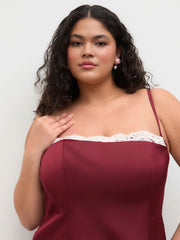 Sweetheart Lace Trim Mini Dress Curve & Plus