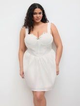 Satin Sweetheart Flower Bowknot Lace Trim Mini Dress Curve & Plus