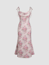 Satin Floral Ruched Slip Maxi Dress