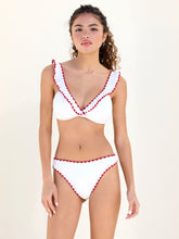 V-neck Ruffle Contrasting Binding Tankini Cheeky Bikini Set