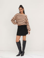 Corduroy Mid Rise Solid Knotted Mini Skirt