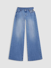 Cider Denim Low Rise Cut Out Chain Detail Wide Leg Jeans