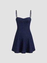 Stretch Denim Sweetheart Ruffle Mini Dress