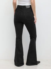 Washed Denim High Rise Flared Jeans