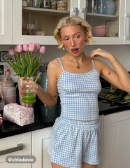 Round Neckline Gingham Cami Top