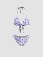 Halter Neckline Gingham Strawberry Triangle Cheeky Bikini Set