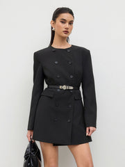 Double Breasted Mini Dress With Belt