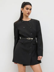 Double Breasted Mini Dress With Belt