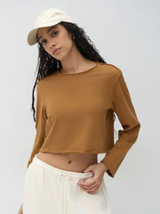 100% Cotton Round Neckline Crop Tee