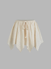 Cotton Mid Rise Embroidery Elastic Waist Mini Skirt